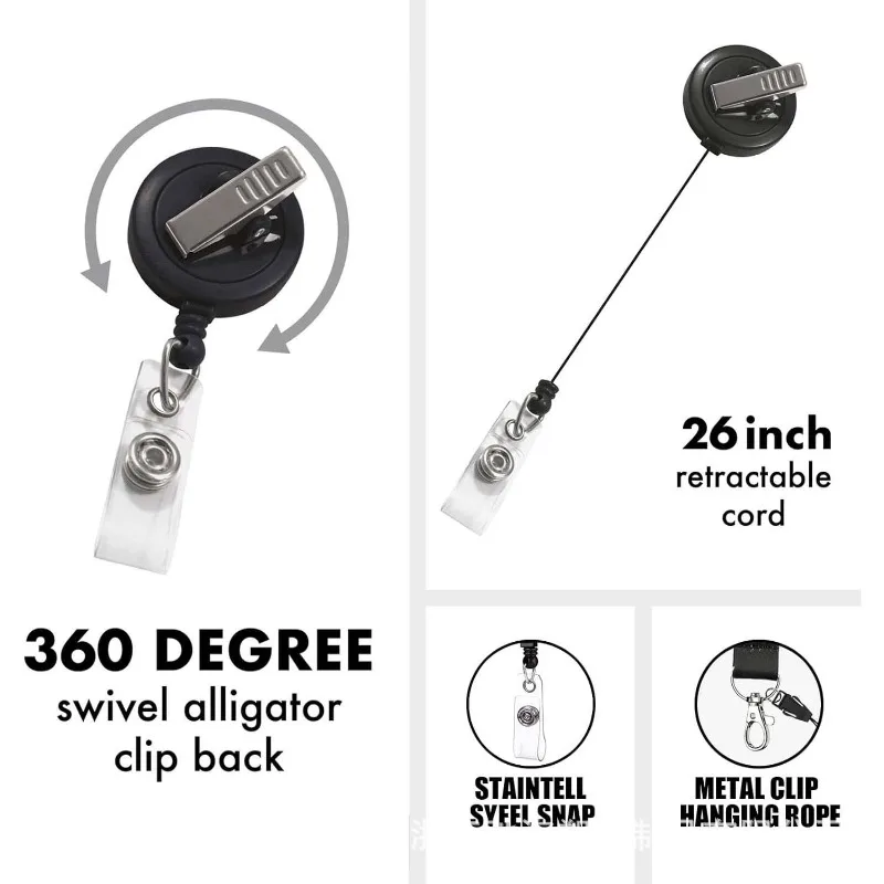 Cordón retráctil con soporte para tarjeta de identificación, Clip giratorio, cordón de enfermera de salud Mental para enfermera, profesora, trabajo de oficina, mujeres - imagen 2