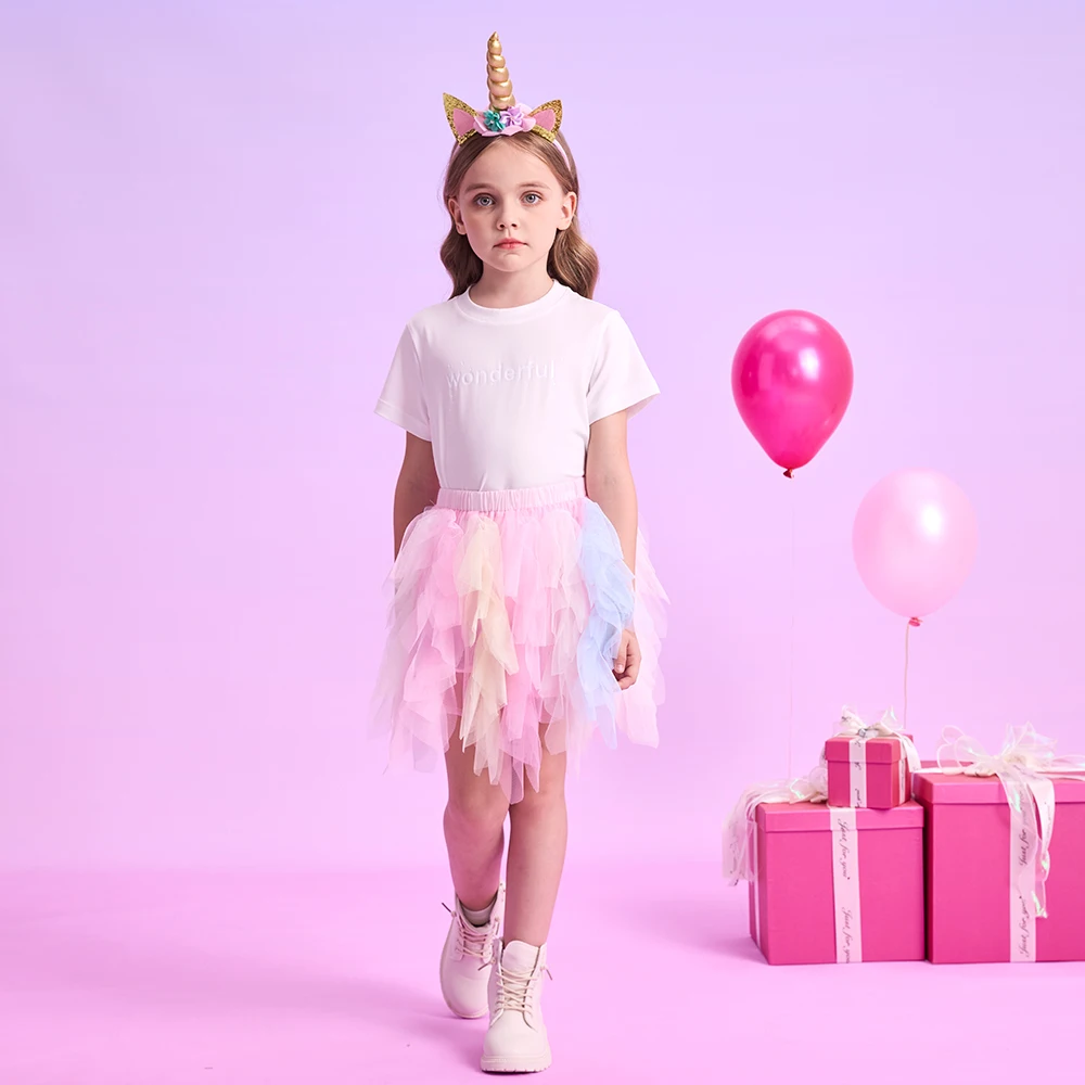 DXTON Tutú de tul con capas para niña fiestas y cumpleaños - imagen 4