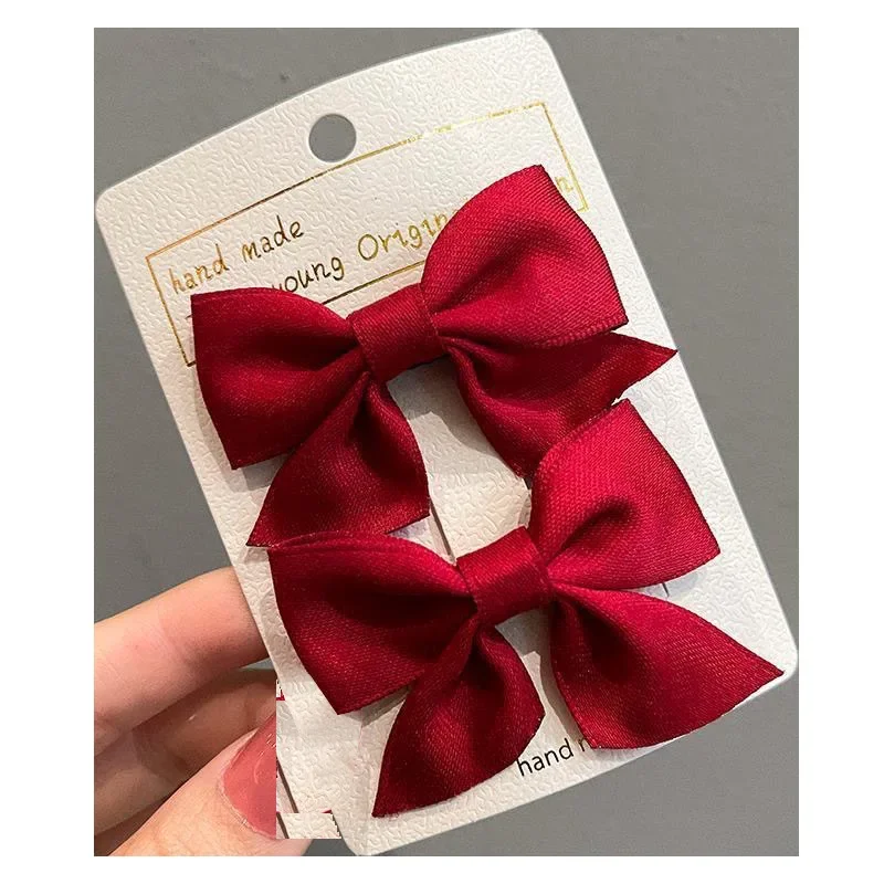 Pinzas para el cabello con lazo rojo para niños 2025 Nuevo estilo: lindos y delicados accesorios para el cabello laterales de verano para princesas pequeñas, para uso diario. - imagen 4