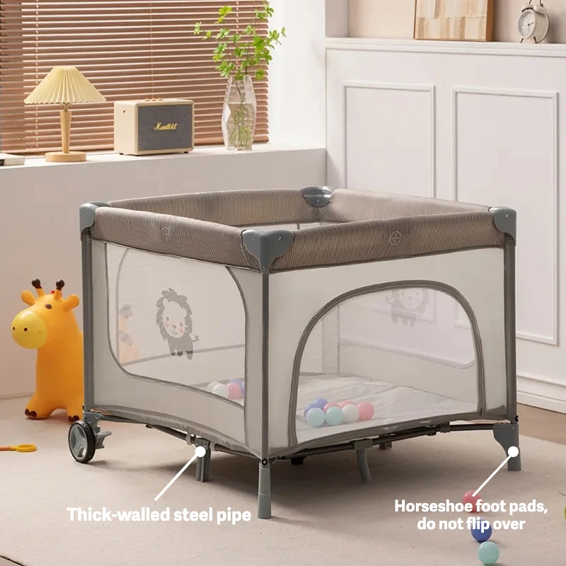 Cuna de viaje plegable con ruedas para bebé, corralito convertible