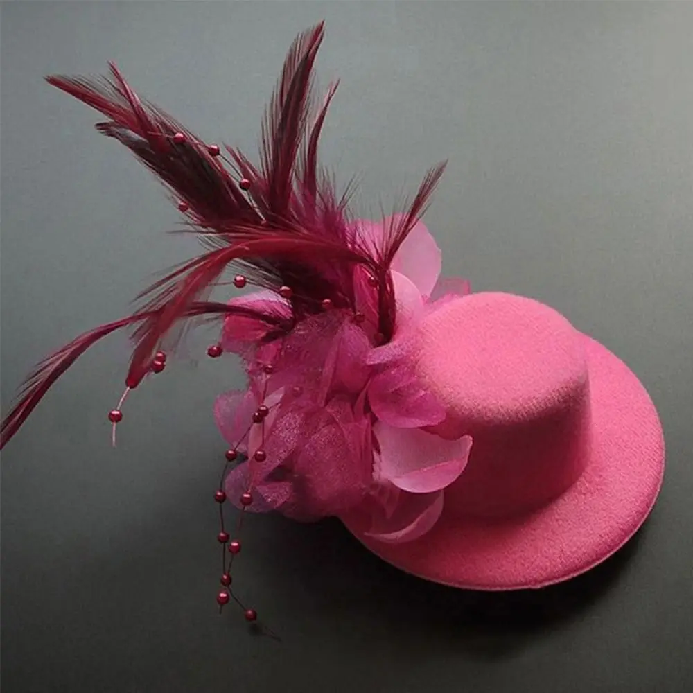 Sombrero pillbox infantil con flores y plumas, para fiestas - imagen 5