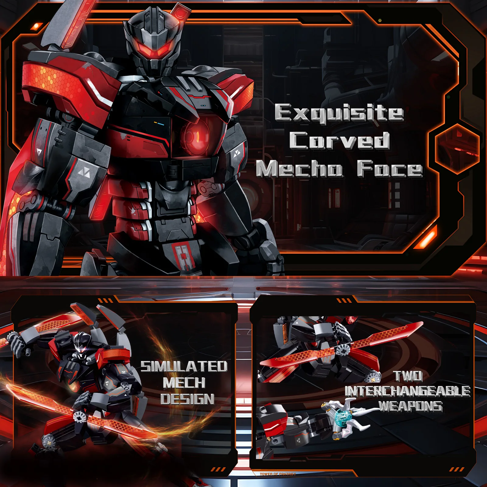 Bloques de construcción Dark Wanderer Mecha, modelo de Robot, figuras, articulaciones, juguete de montaje móvil, adornos de escritorio, regalos de vacaciones para niños, 585 Uds. - imagen 4