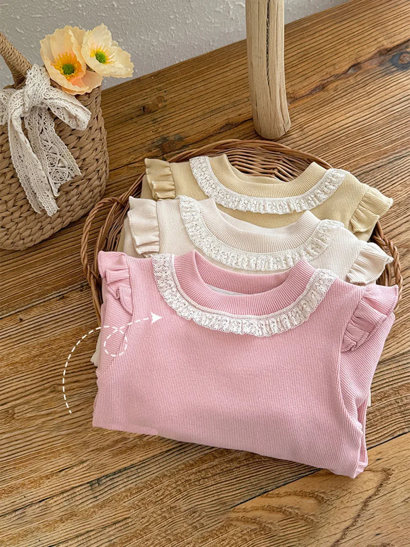 MILANCEL Camisa de otoño con encaje y manga larga para niños - imagen 2