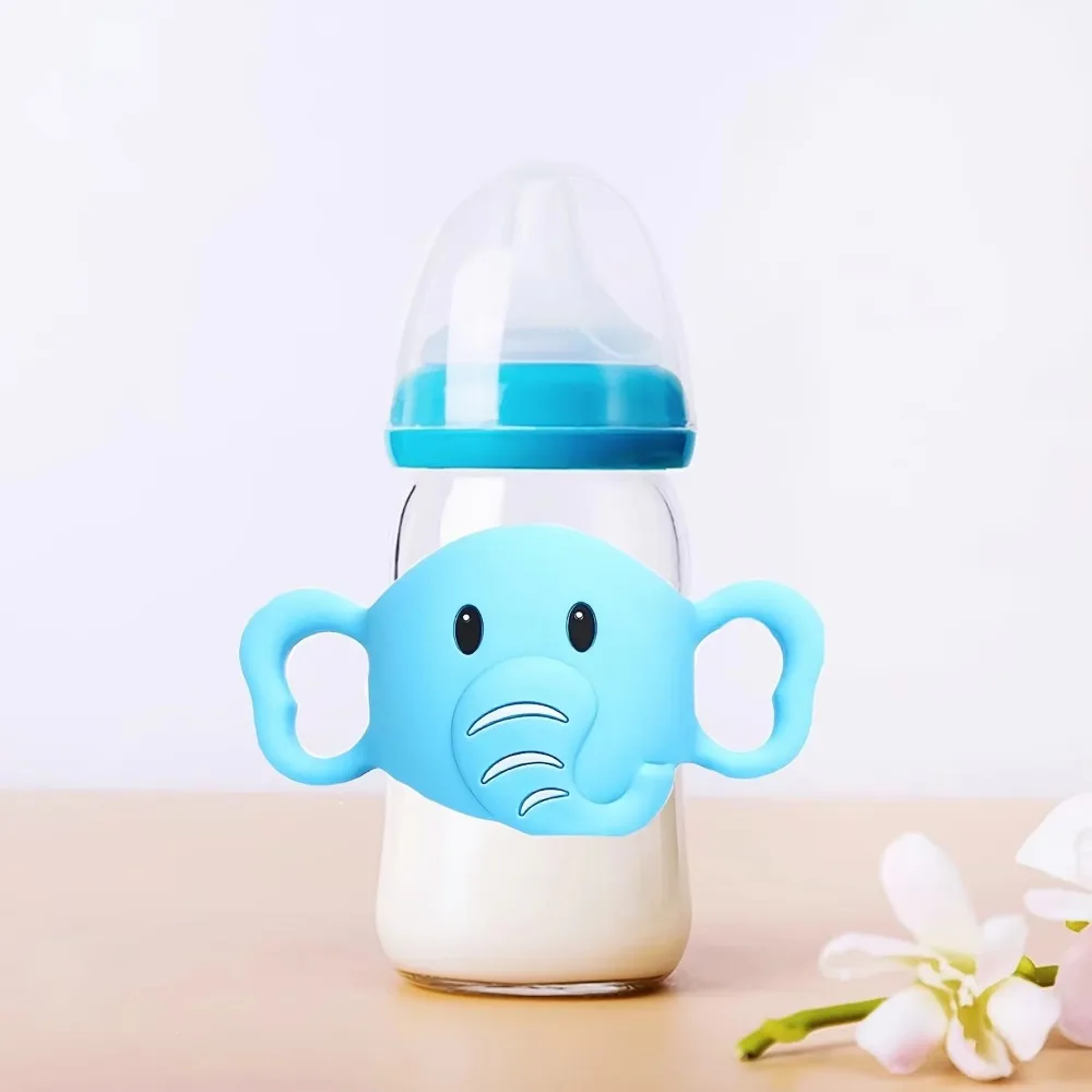 Manijas para biberones para bebé, fácil agarre, tazas para sorber transicionales, empuñaduras estrechas para portabotellas de alimentación de bebé, 100% sin silicona, sin BPA - imagen 5