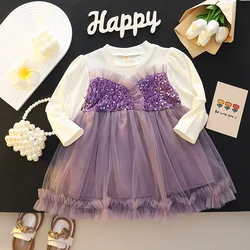 Vestido princesa algodón con lentejuelas para niña