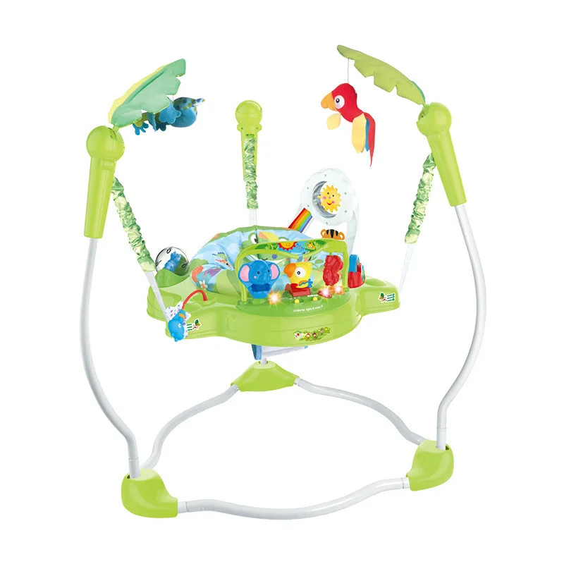 Silla para saltar para bebé, marco de Fitness, columpio eléctrico para bebé, columpio para interior, columpio para niños pequeños, bosque Tropical con juguetes - imagen 3