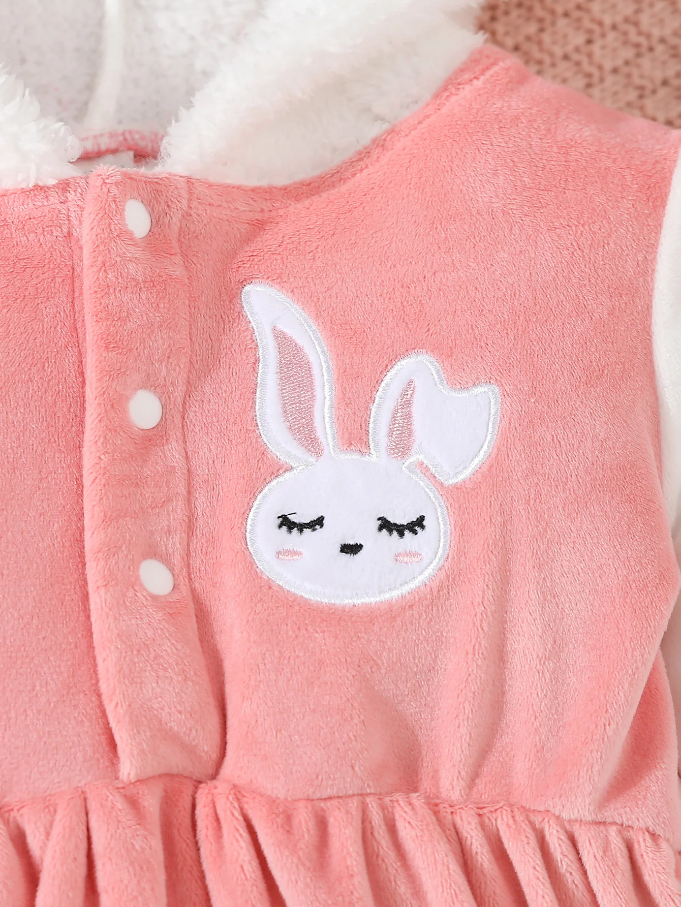 Vestido de felpa con capucha de conejo para niña – Suave y cálido - imagen 5