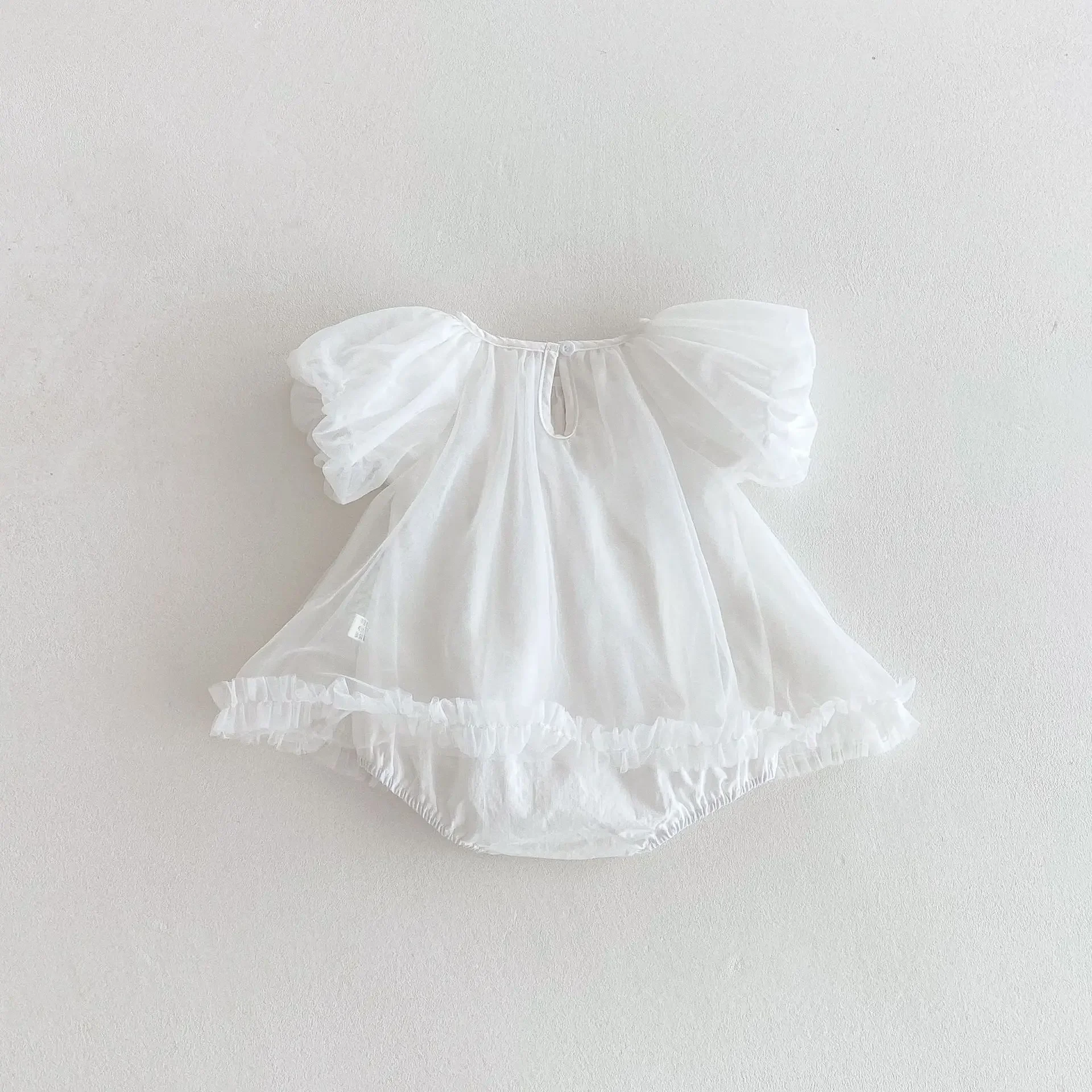 MILANCEL, nuevo traje de malla de verano para niñas de 0 a 2T, bonito vestido de princesa con mangas abullonadas para niños, vestido suelto fino de una pieza - imagen 2