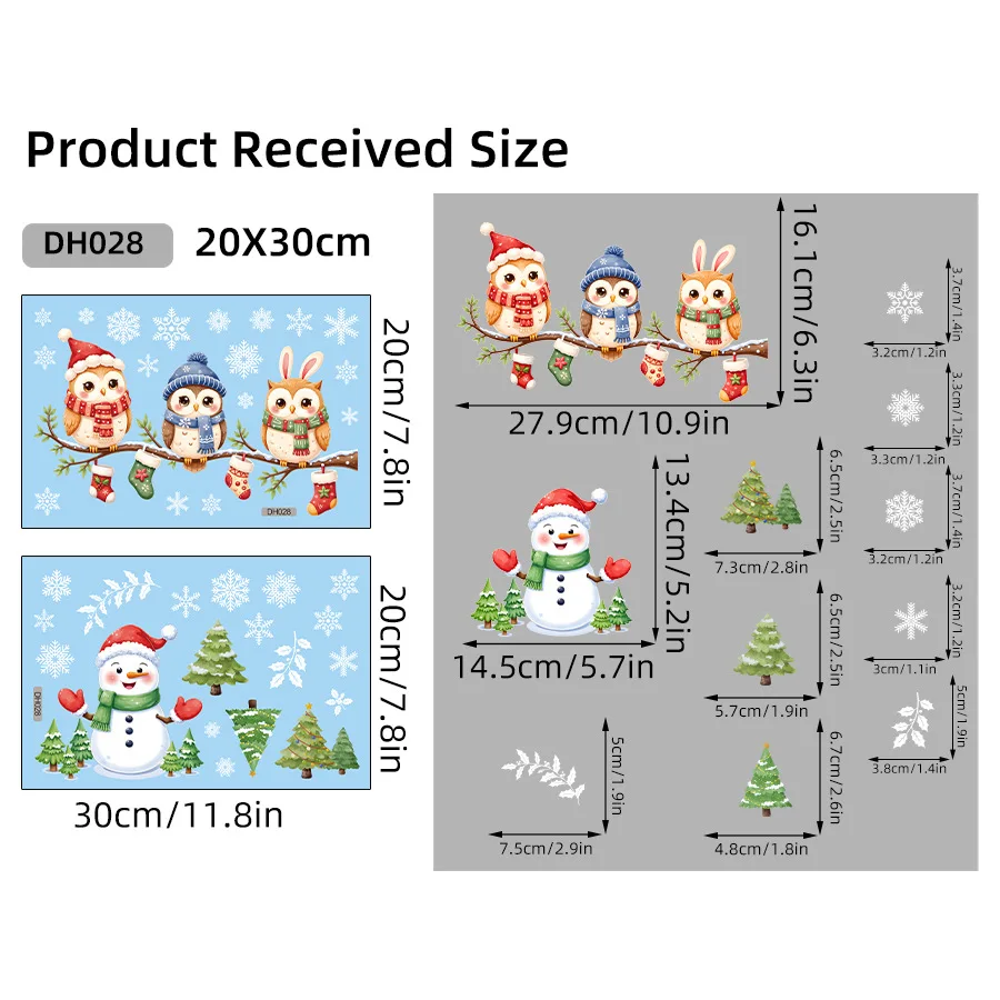 Pegatina de ventana de Navidad, pegatina de ventana electrostática autoadhesiva de búho de muñeco de nieve, decoración de fiesta, pegatina de ventana de vidrio - imagen 5