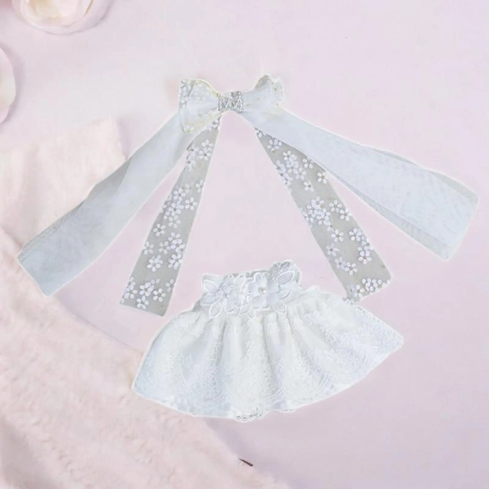2x Dolls Wedding Dress and Bridal Veil Costume Accs, Miniature Clothing for 38cm Dolls Thanksgiving Gifts