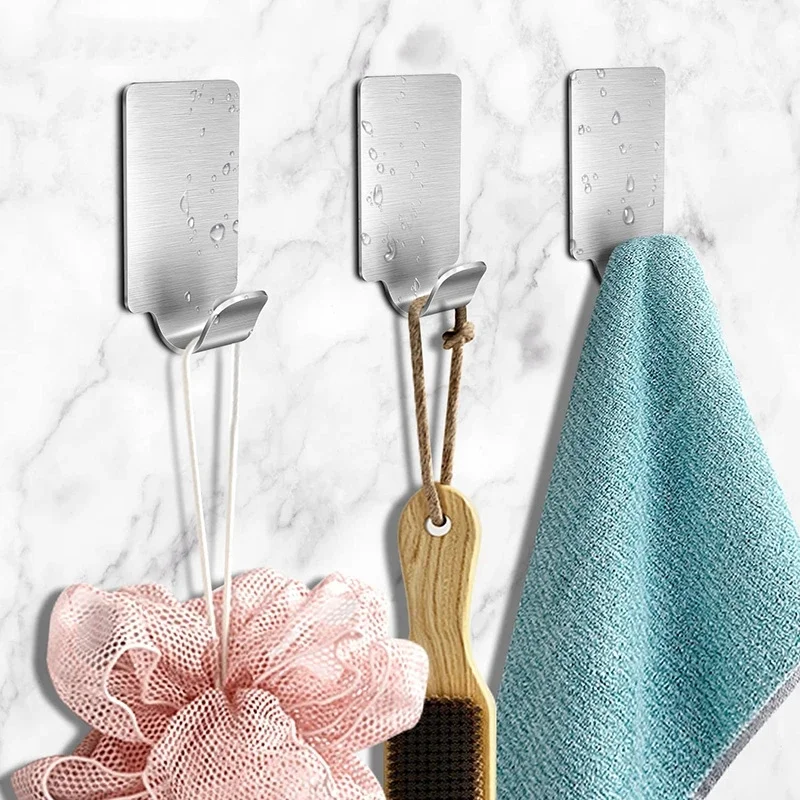 Gancho adhesivo acero inoxidable sin agujero para puertas baño cocina - imagen 4