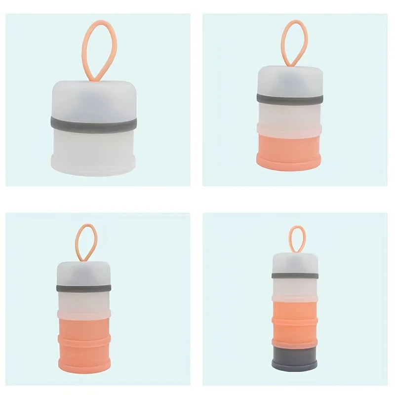Dispensador portátil de leche en polvo, contenedor alimentos, cajas alimentación almacenamiento para bebés y niños pequeños, caja 4 rejillas - imagen 5