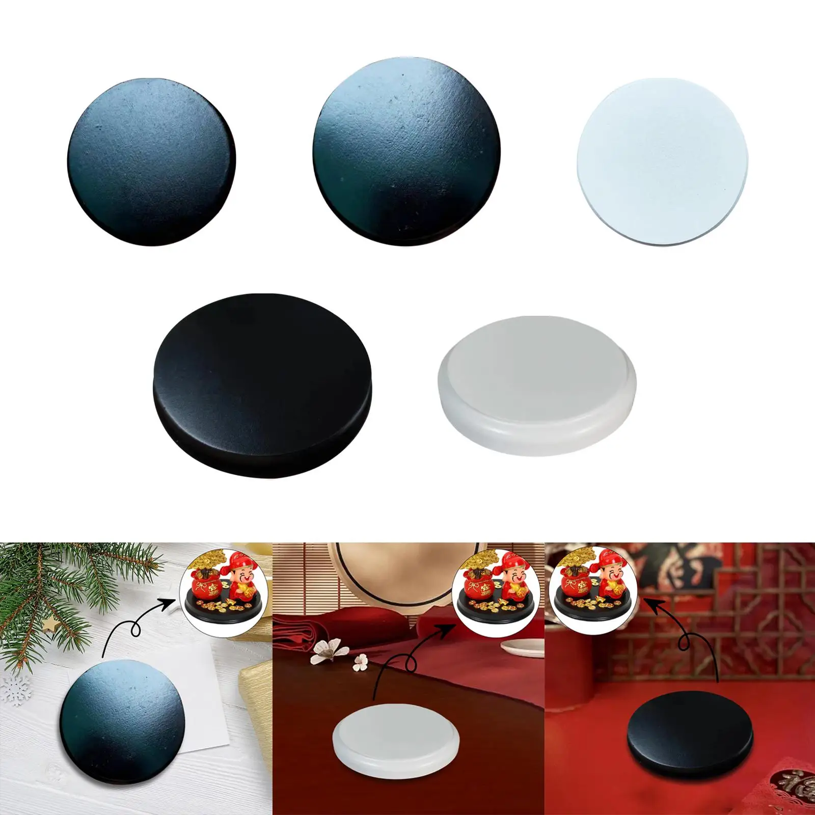 Round Wooden Base Durable Multipurpose Collections Artwork Display Stand
