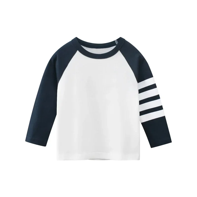 Camiseta de manga larga a rayas de algodón para bebé cuello redondo - imagen 2