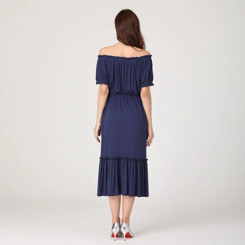 Ropa de maternidad de verano, vestido para mujeres embarazadas, vestido de embarazo de manga corta con hombros descubiertos, vestido largo, vestidos para fotos - imagen 5