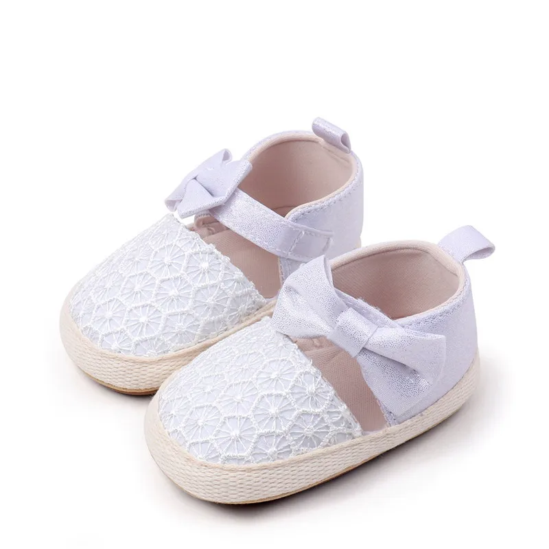 Nuevos zapatos de bebé, bonitos zapatos de cuna con lazo, suela de goma suave, primeros caminantes para niñas recién nacidas - imagen 5
