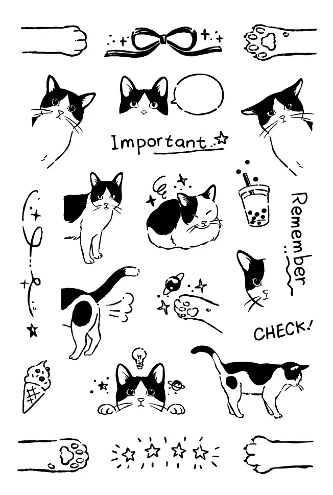 Timbres chat mignon en Silicone Transparent pour enfants, 1 pièce, tampon chaton de dessin animé, décor de bricolage, Scrapbook, Journal, fournitures pour étudiants - imagen 3