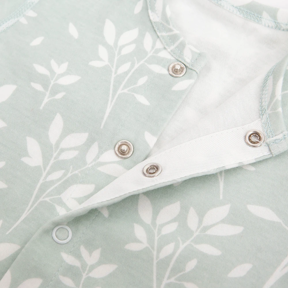 Pelele para bebé de 2 a 9 meses, pijamas para bebé, 100% algodón, suave, alta calidad, mano de obra sin costuras, protección de manos para recién nacido, ropa de dormir con estampado de hierba - imagen 5