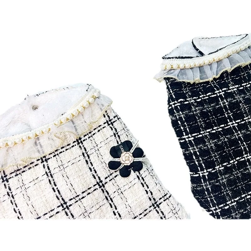 Ropa fragante a cuadros en blanco y negro con perla para mujer Whippet galgo italiano chaleco de perro femenino de lujo en fiesta - imagen 5