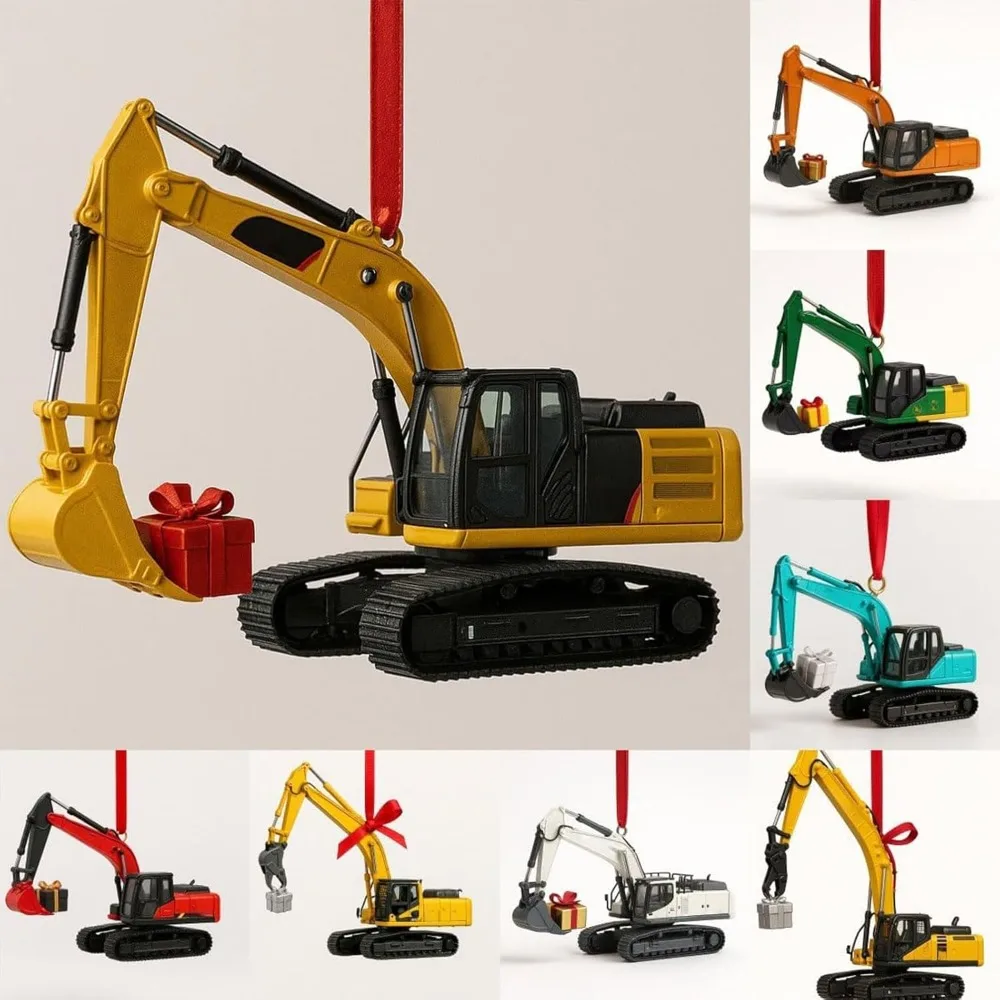 Calendario de Adviento de coche con colgante de excavadora acrílico - imagen 3