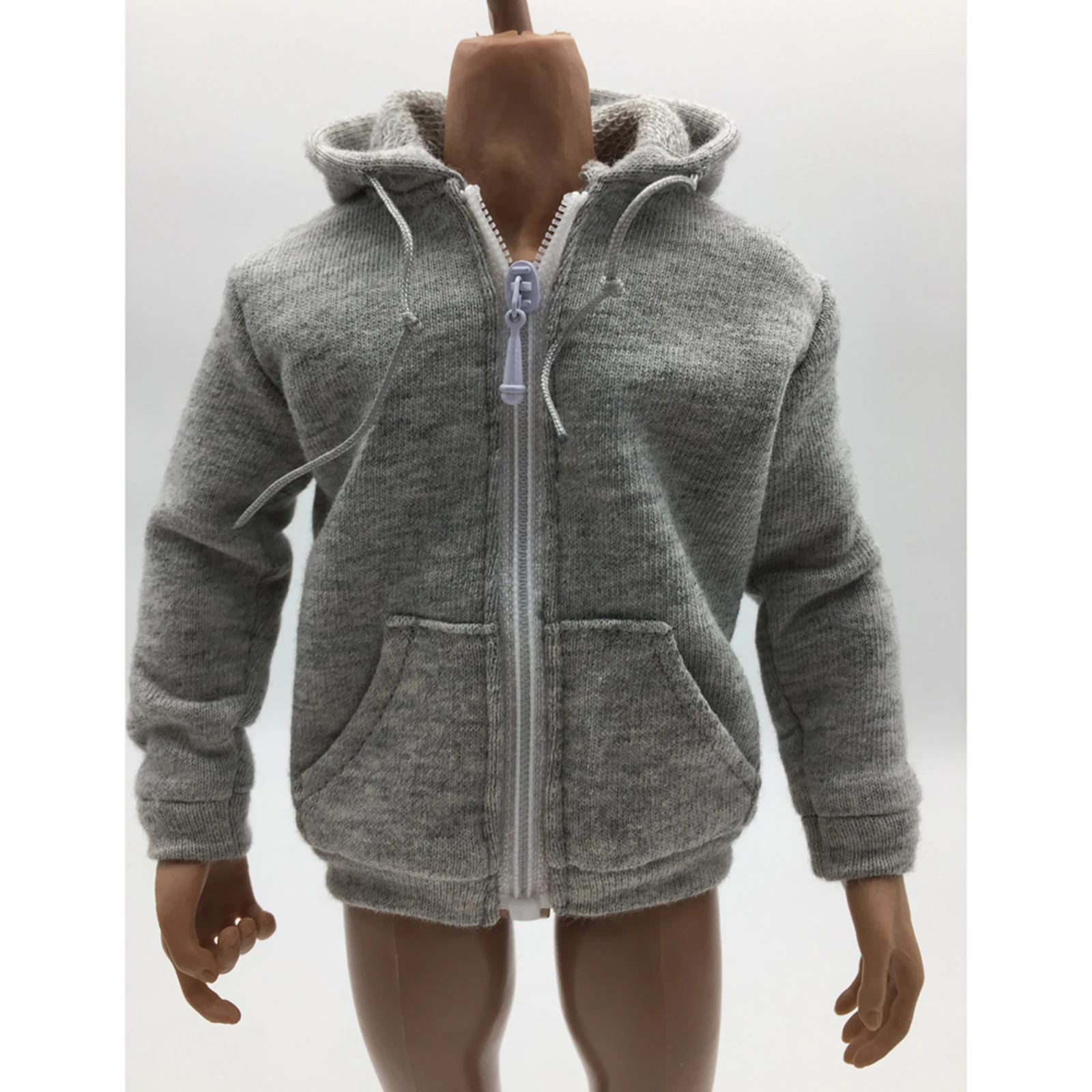 MagiDeal sudadera con capucha y cremallera gris para muñeco - imagen 2