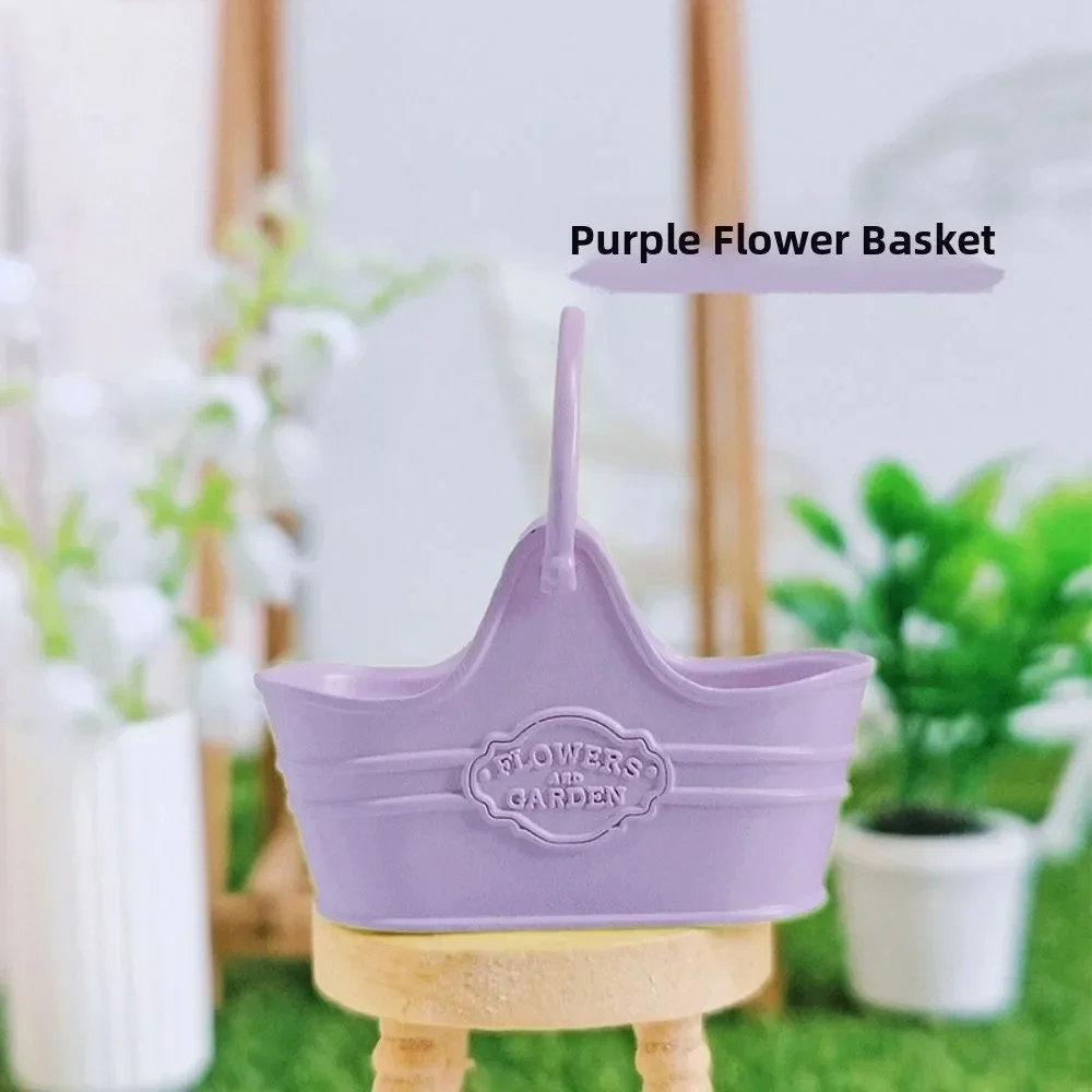 Nuevo Cesta de Metal 1:12 para casa de muñecas, accesorios de construcción de 41x18x39mm, cesta de cubo de flores, cesta de compras multicolor