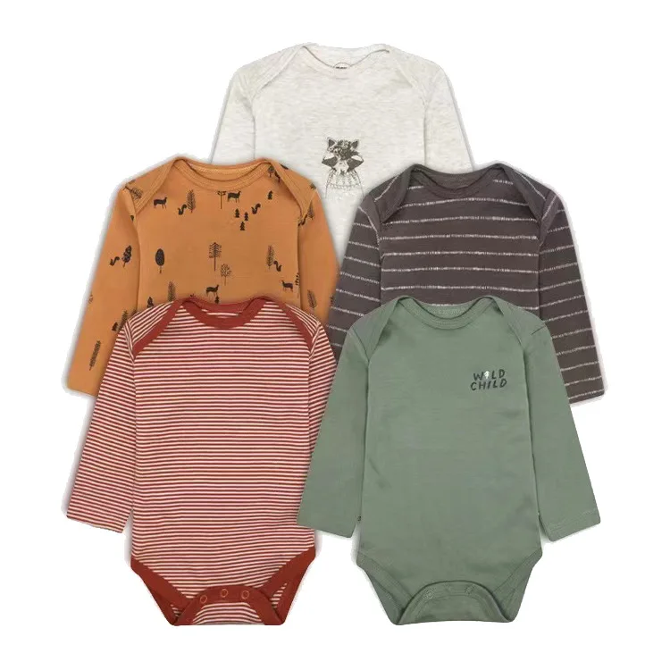 5 unids/lote 100% monos suaves de algodón para bebé de manga larga para recién nacido, ropa para bebé, monos infantiles, ropa para bebé, regalos para Baby Shower - imagen 3