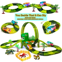 Pista de dinosaurios LED flexible con luces para niños