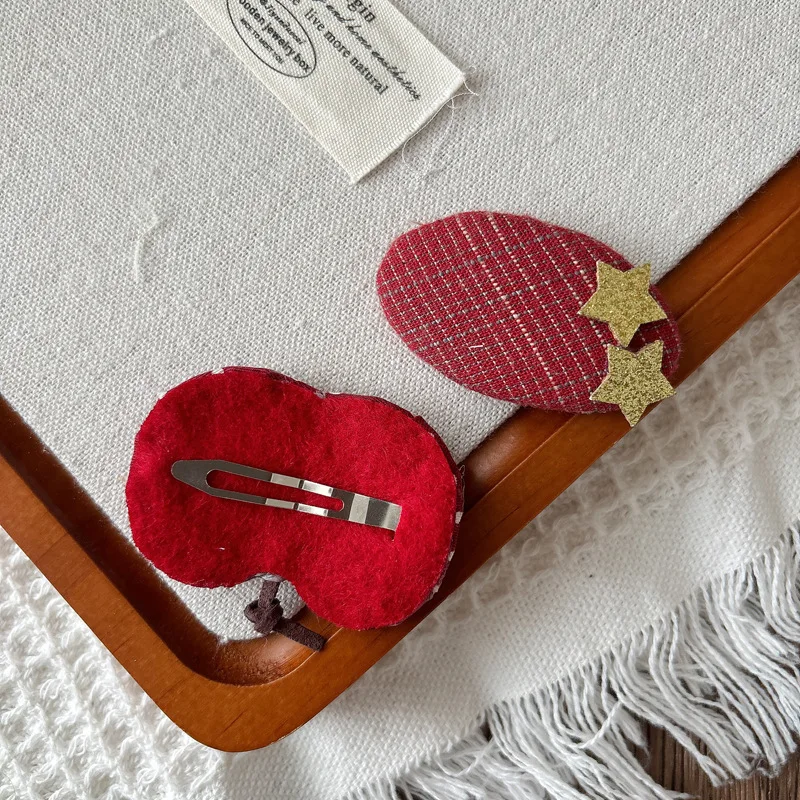Pinza de pelo roja con lunares de tela y lazo para niñas - imagen 5