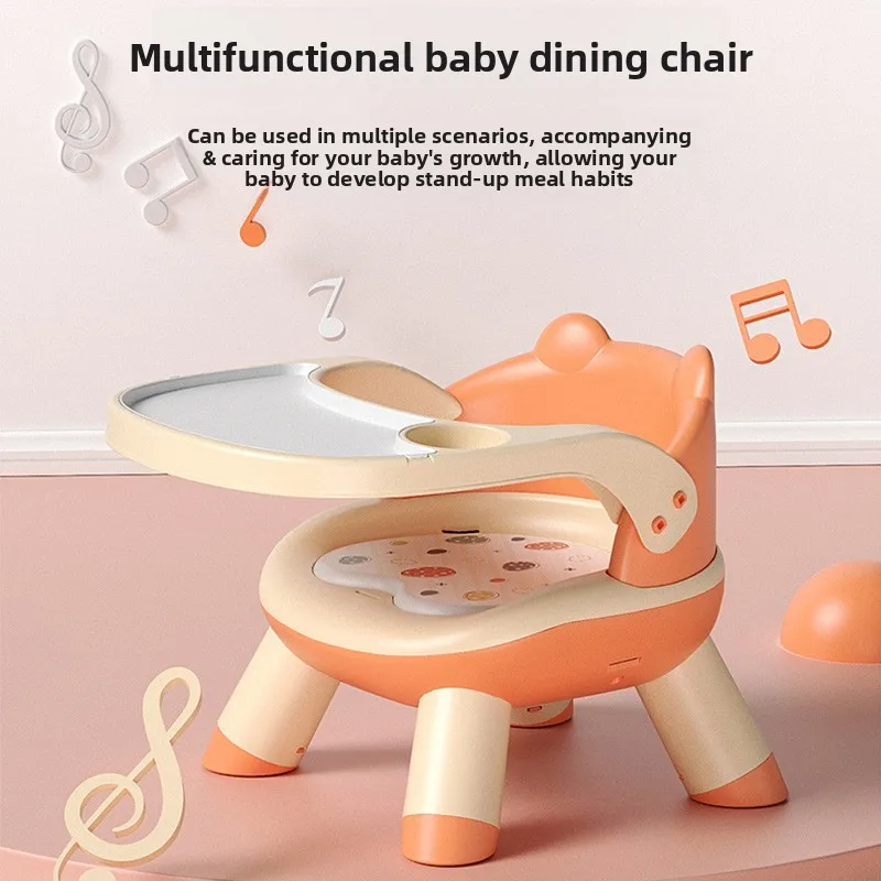 ‌ Trona ajustable para bebé, silla de alimentación reclinable de 3 posiciones, asiento acolchado con bandejas, diseño de dibujos animados fácil de limpiar - imagen 3