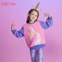 DXTON Sudadera polar térmica con estampado sirena para niña