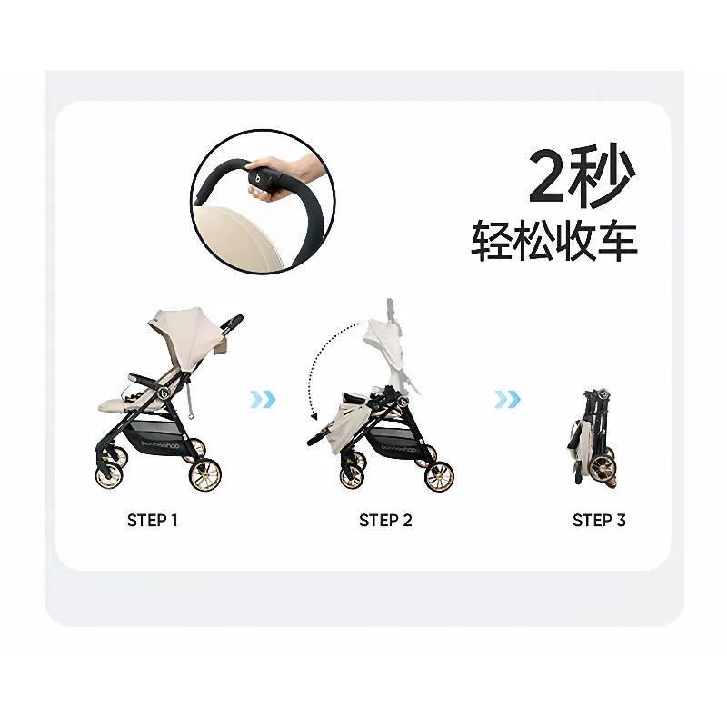 Cochecito de viaje ligero plegable con asiento reclinable para bebés - imagen 3
