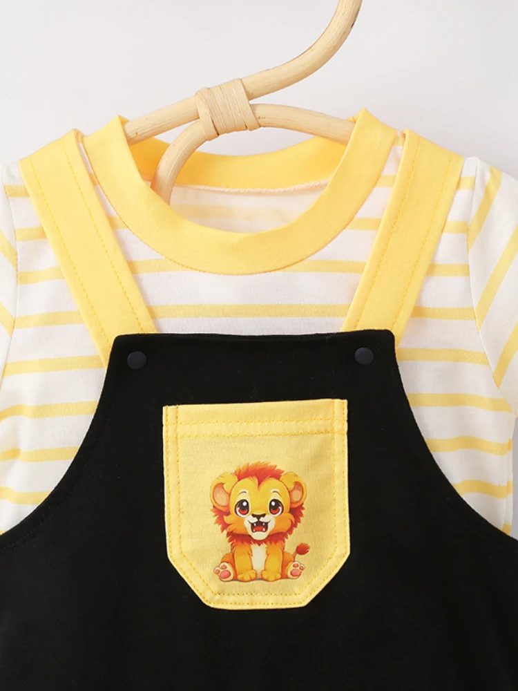 Mono de tirantes triangulares para bebé, mangas cortas finas, accesorios para niños, Verano - imagen 4