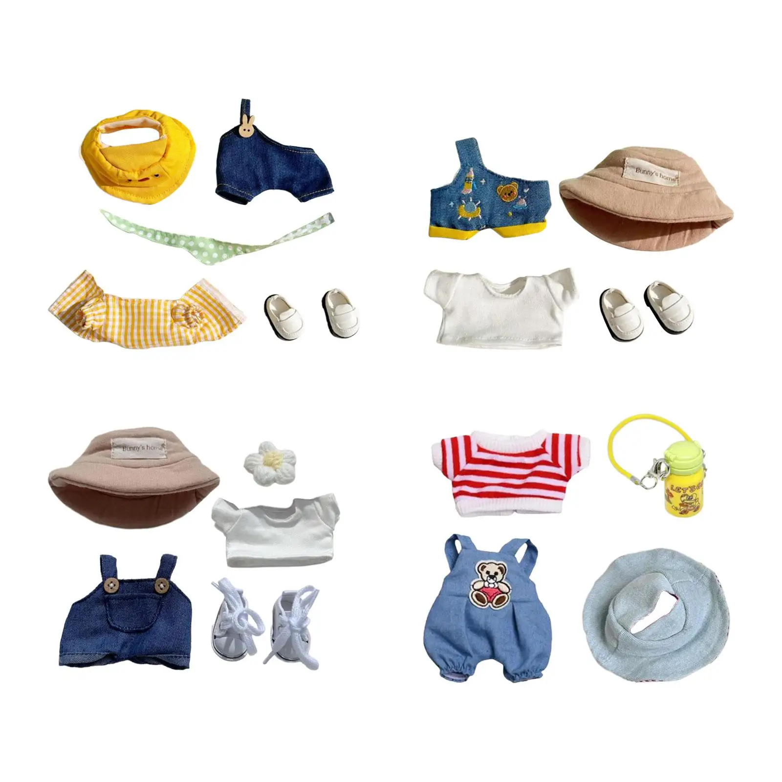 17cm Doll Clothes Dress up Decorative Comfortable Soft T Shirt Pants Outifit