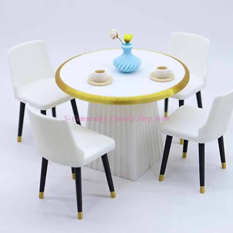 85ae y sillas miniatura plegables establecidas accesorios realistas 1/12 casas muñecas con detalles - imagen 3