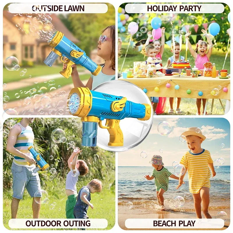 Automatic Electric Bubble Gun 10 Holes Bubble Machine blowering Maker Soap Water with LED Toy for Children Wedding Party - imagen 3
