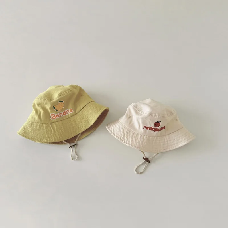 1 pieza dulce sombrero de cubo de fruta de dibujos animados para niños niño niña moda coreana niños sombrero de pescadores Primavera Verano viaje sombrilla sombrero - imagen 3