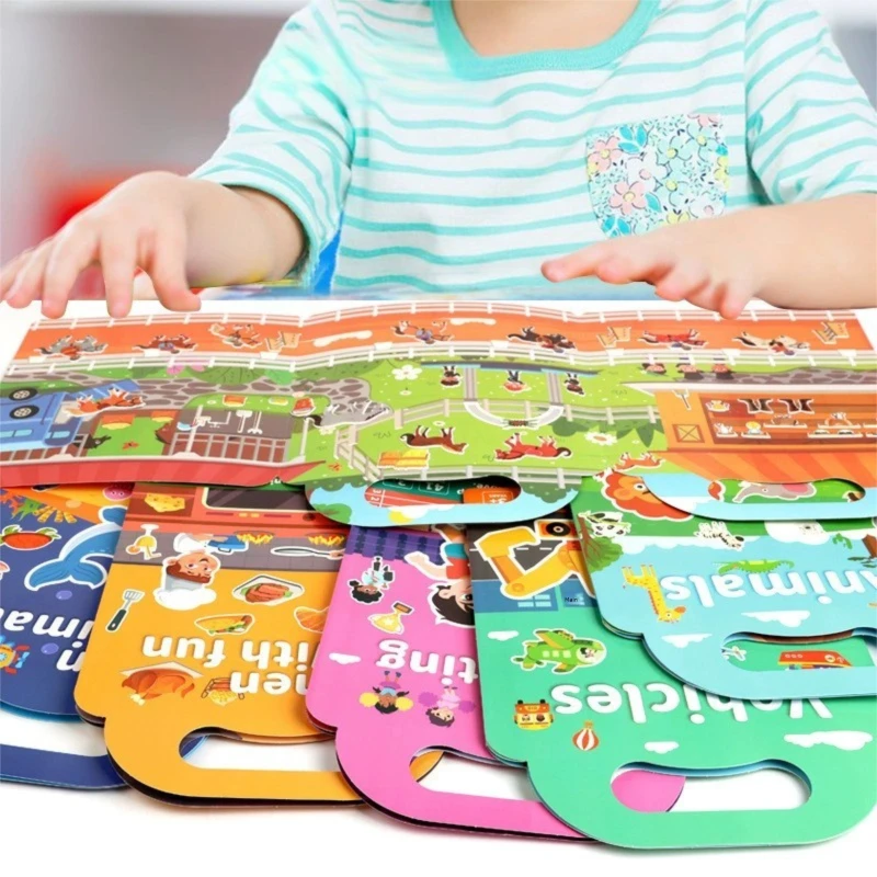 Libro de pegatinas DIY para niños, pegatina de escena de burbujas, juguete de pasta de gelatina, portátil, reutilizable, pasta silenciosa y ocupada, un libro - imagen 3