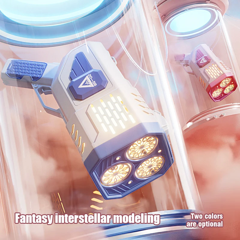 Pistola de burbujas de 36 agujeros, máquina de burbujas de jabón, soplador automático con forma de pistola con juguetes ligeros para niños, Pomperos, regalo del Día de los niños - imagen 3