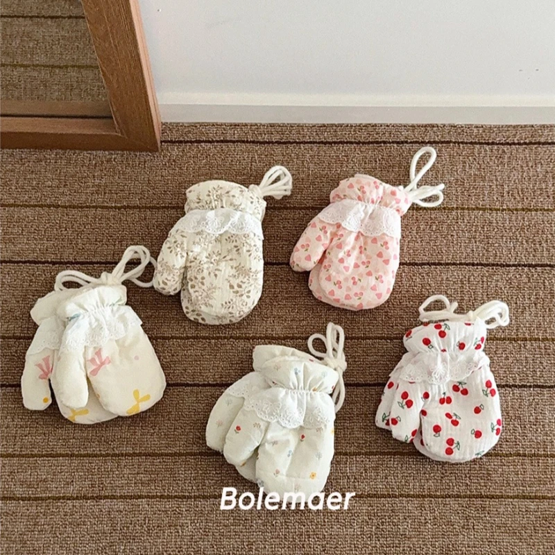 Manoplas de invierno de estilo coreano para niñas, manoplas con correa antipérdida para el cuello, manoplas con bonito patrón de animales, ropa de mano a la moda para bebés - imagen 4
