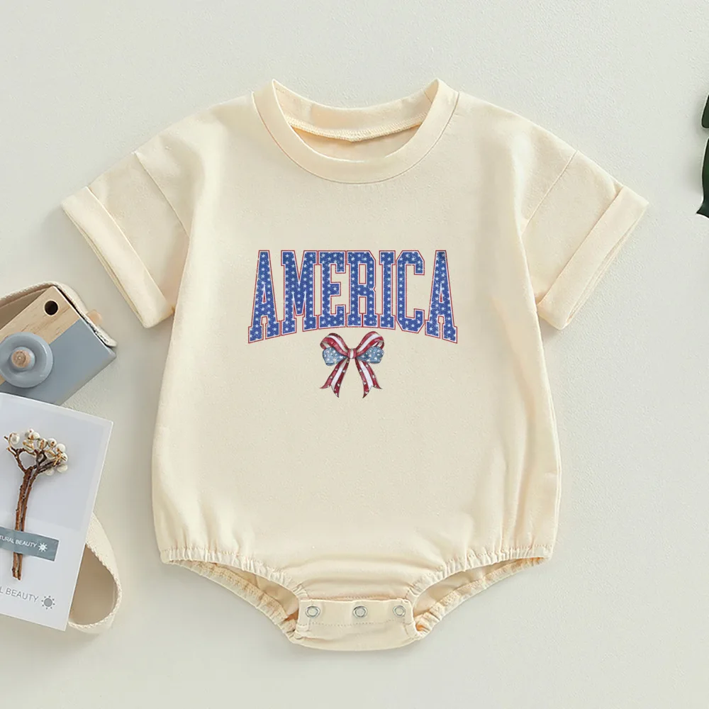 Mono de burbuja para niño y niña, bodys Retro, Natural, para el día de la independencia, el 4 de julio - imagen 3