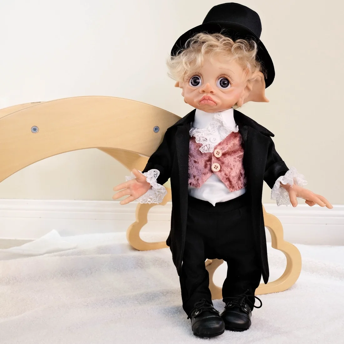 Muñeca Reborn de 42CM para niños, muñeco de elfo de hada Tinky, muy bonito, hecha a mano, de alta calidad - imagen 3