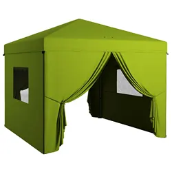 Outsunny Carpa Plegable 3x3 m Cenador de Jardín con 4 Paredes Laterales 2 Ventanas de Malla Altura Ajustable Bolsa de Transporte Impermeable y Anti-UV para Camping Fiestas