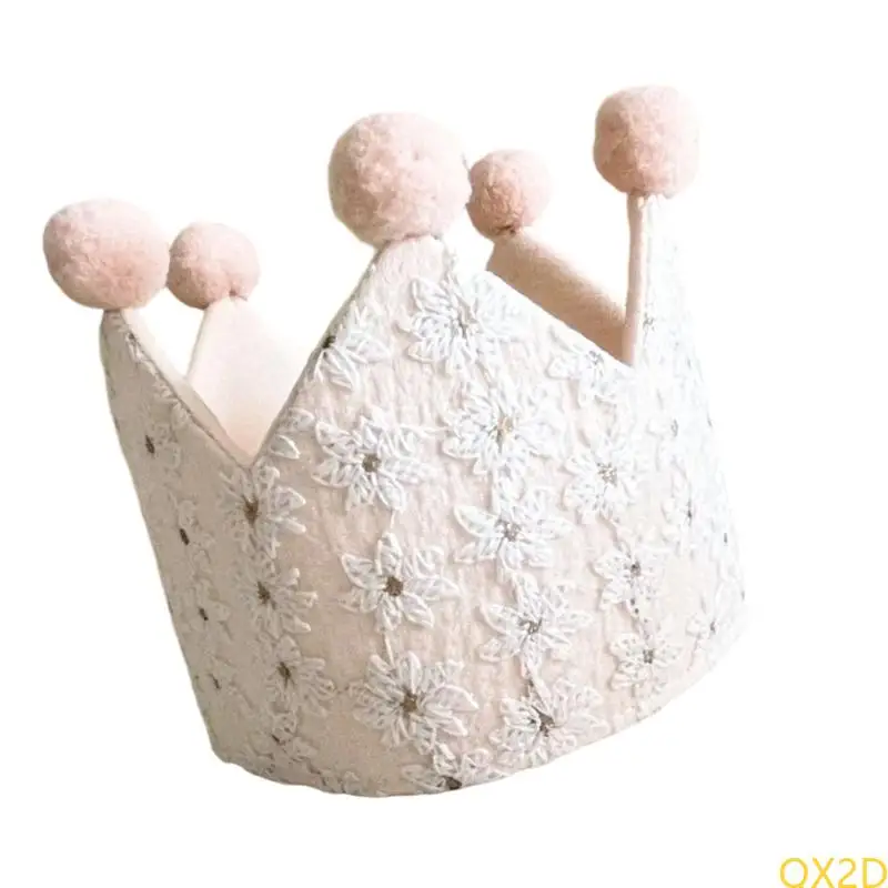 QX2D Baby Girls Crowned Tadle Tadera 3D Bordado Bordado Royal Diseño Soft Lace Soft - imagen 5