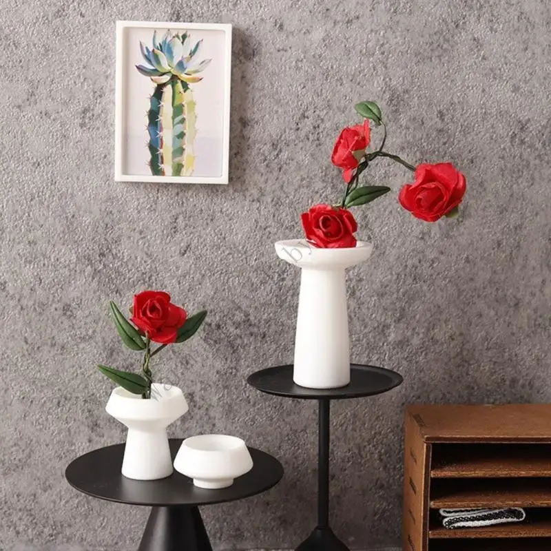 XXFE Arreglo Floral en Miniatura Maceta Modelo 3 Piezas para casa muñecas Paisaje para Sala Estar Interacción entre - imagen 3