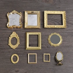 Marcos miniatura para casa de muñecas con espejo vintage plástico