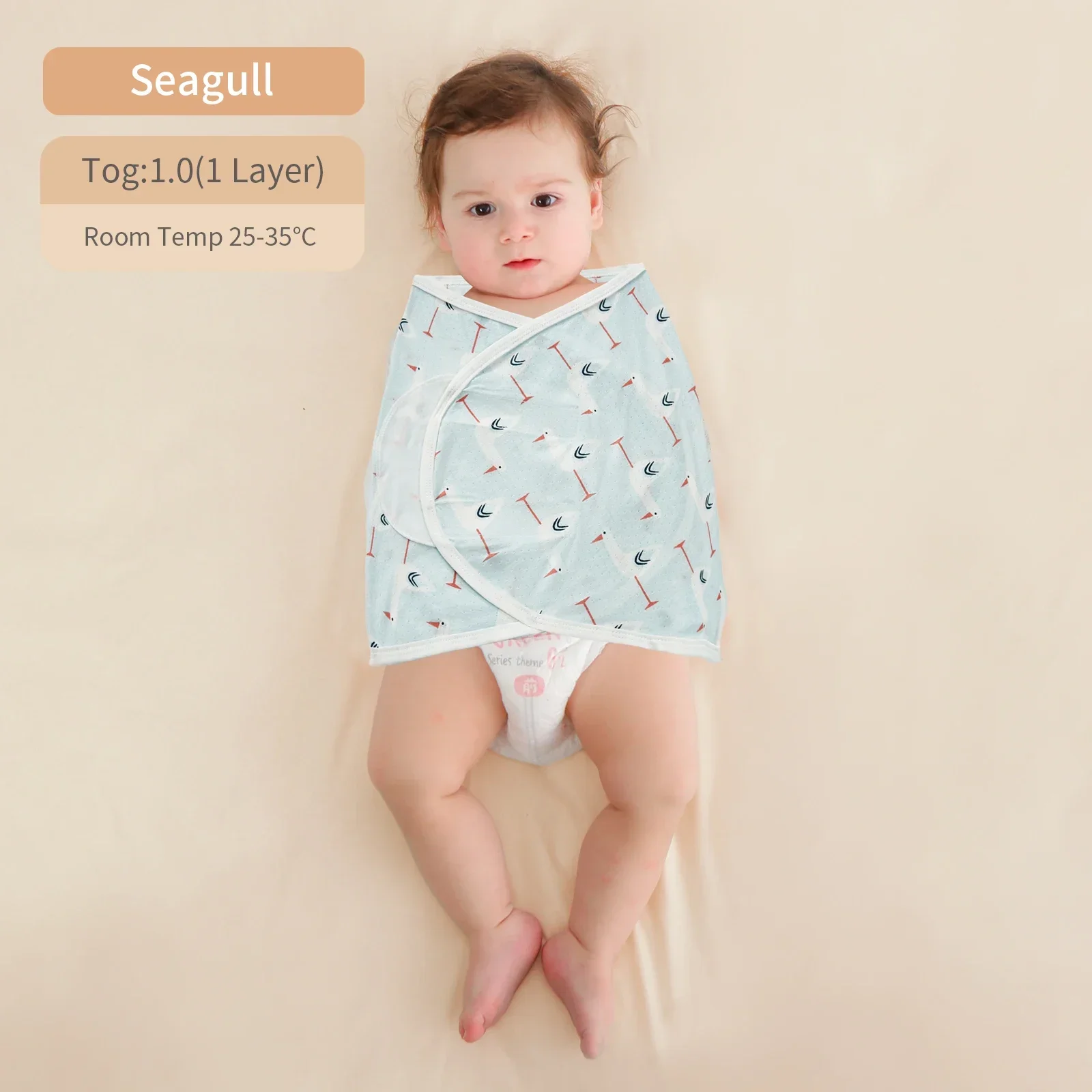 Manta envolvente de bambú para bebé – Saco ligero de verano