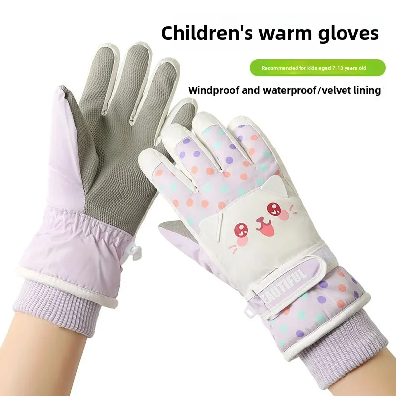 Guantes de esquí infantiles con forro polar y agarre antideslizante - imagen 2