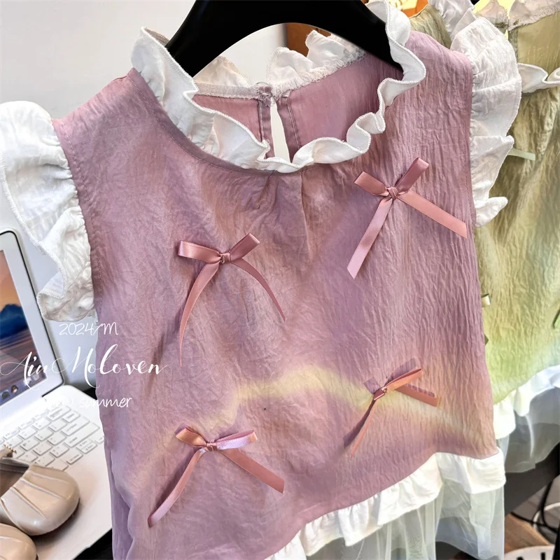 Vestido de verano para niña con lazo y falda princesa - imagen 5