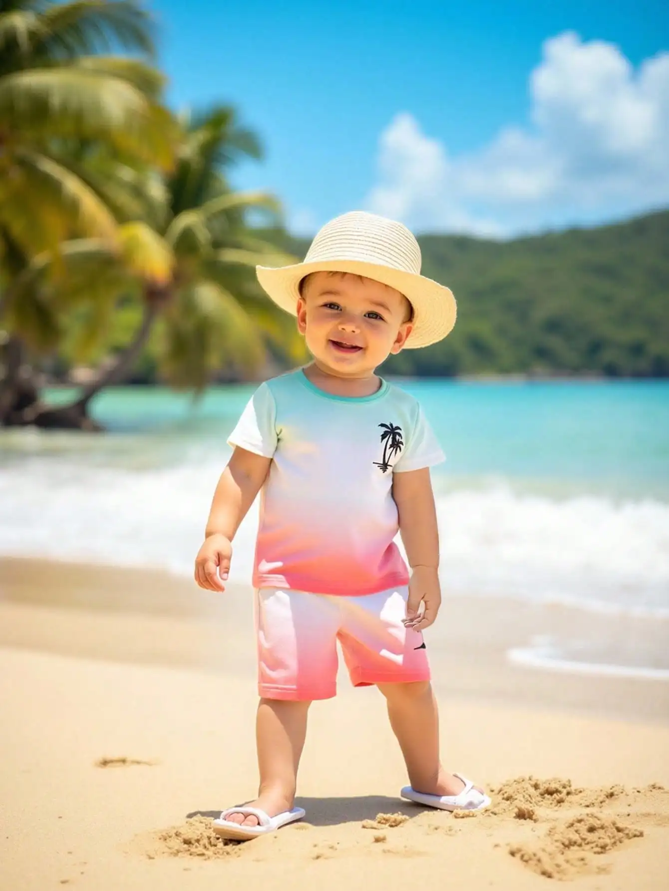 Camiseta manga corta bebé degradé tropical de verano - imagen 5